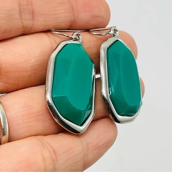 Christmas Earring Drop Dangle Green Big Statement Oval Party Costume Modern New - Picture 9 of 9